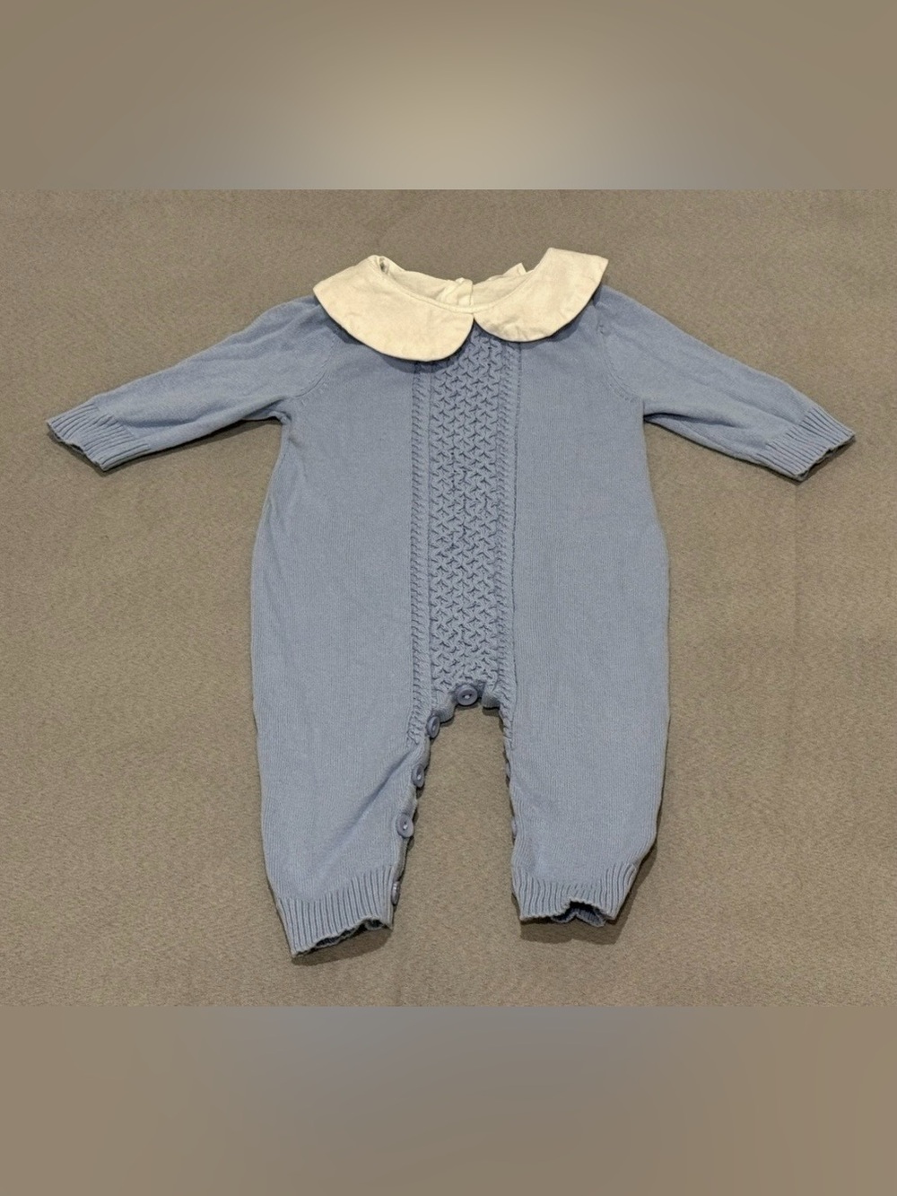 Classic Light Blue Peter Pan Collar Knit One-Piece for Kids